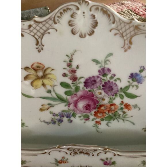 Herend Dresden Handpainted Gilded Porcelain  Single Slot Letter Holder STUNNING - Picture 2 of 10